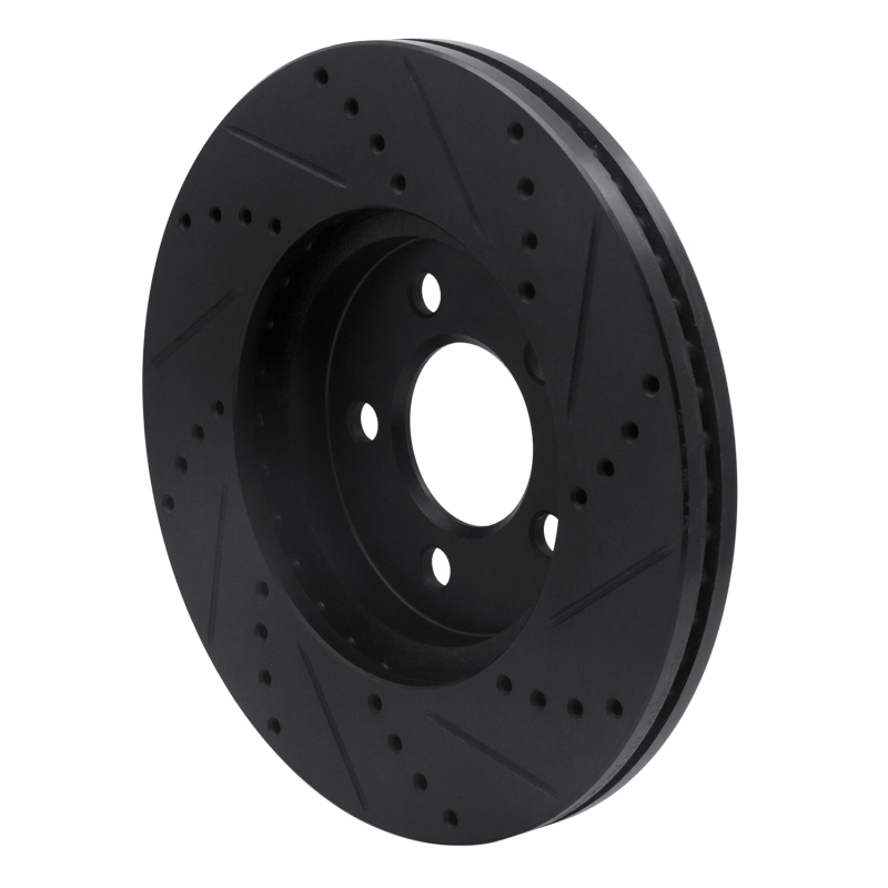 Ford Crown Victoria Brake Rotor (1) - Front Left - R1 Concepts - Drilled & Slotted - Black - `03-`11